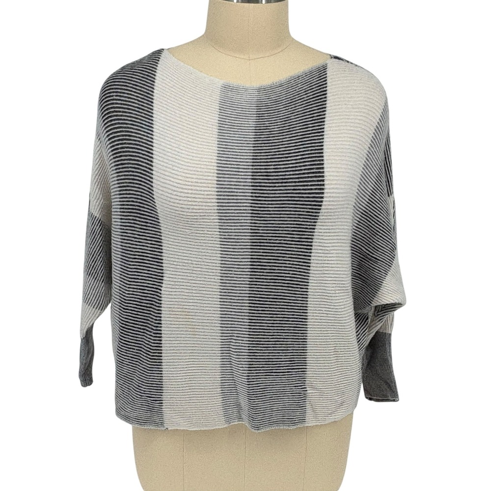Philosophy Republic Clothing Sweater Gray Striped Batwing Knit Top 3X